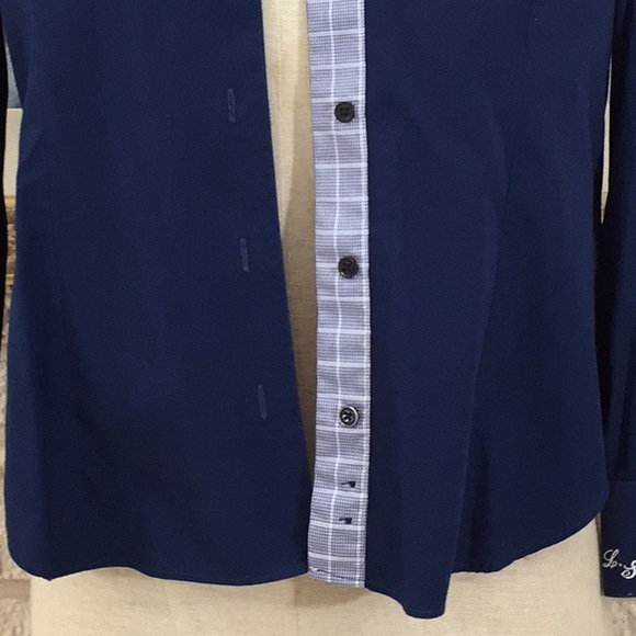 🌹From Collars To Cuffs Striped Trim Button Front Shirt Top - Picture 8 of 13